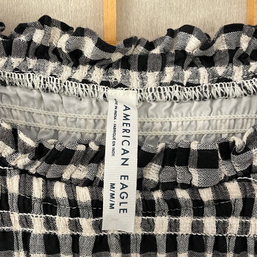 American Eagle Puff Sleeve Smocked Mini M - Picture 2 of 15
